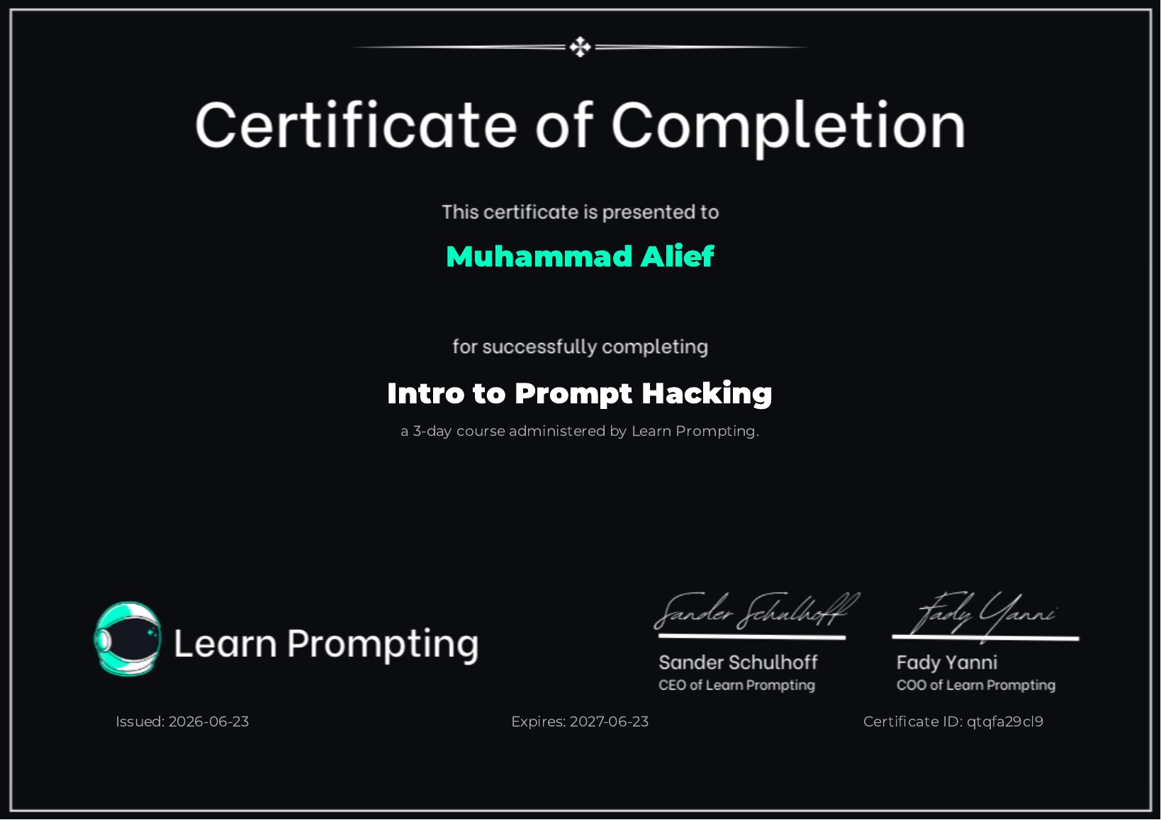 certificate 15